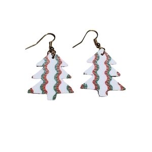 𝅺HANDMADE Striped Christmas Tree Earrings